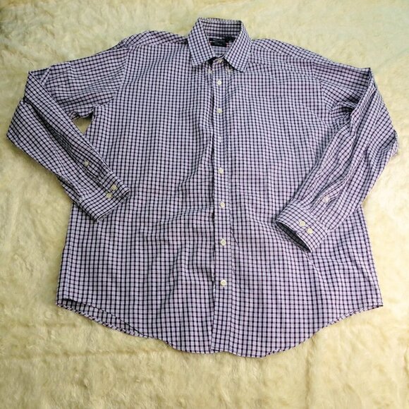 Nautica Checkered L/S Button Up Shirt Sz 17 36/37 - Picture 1 of 6